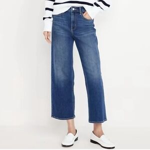 Quince Bella Stretch Wide Leg Cropped Blue Jeans,  27